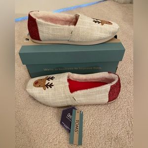 TOMS White Textured Reindeer Glitz Alpargata